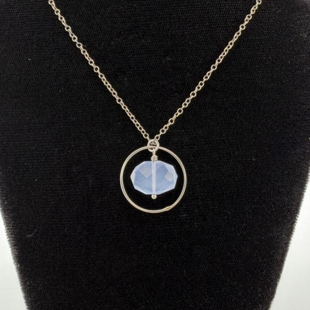 NWT Tasi Sterling Silver Chalcedony Stone Circle Necklace Handcrafted Portland